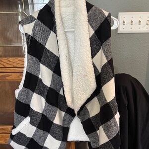 Black and White Plaid Vest